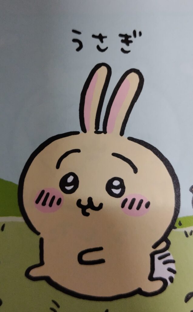 ちいかわコミックス1巻より。冒頭のキャラクター紹介ページのうさぎ。