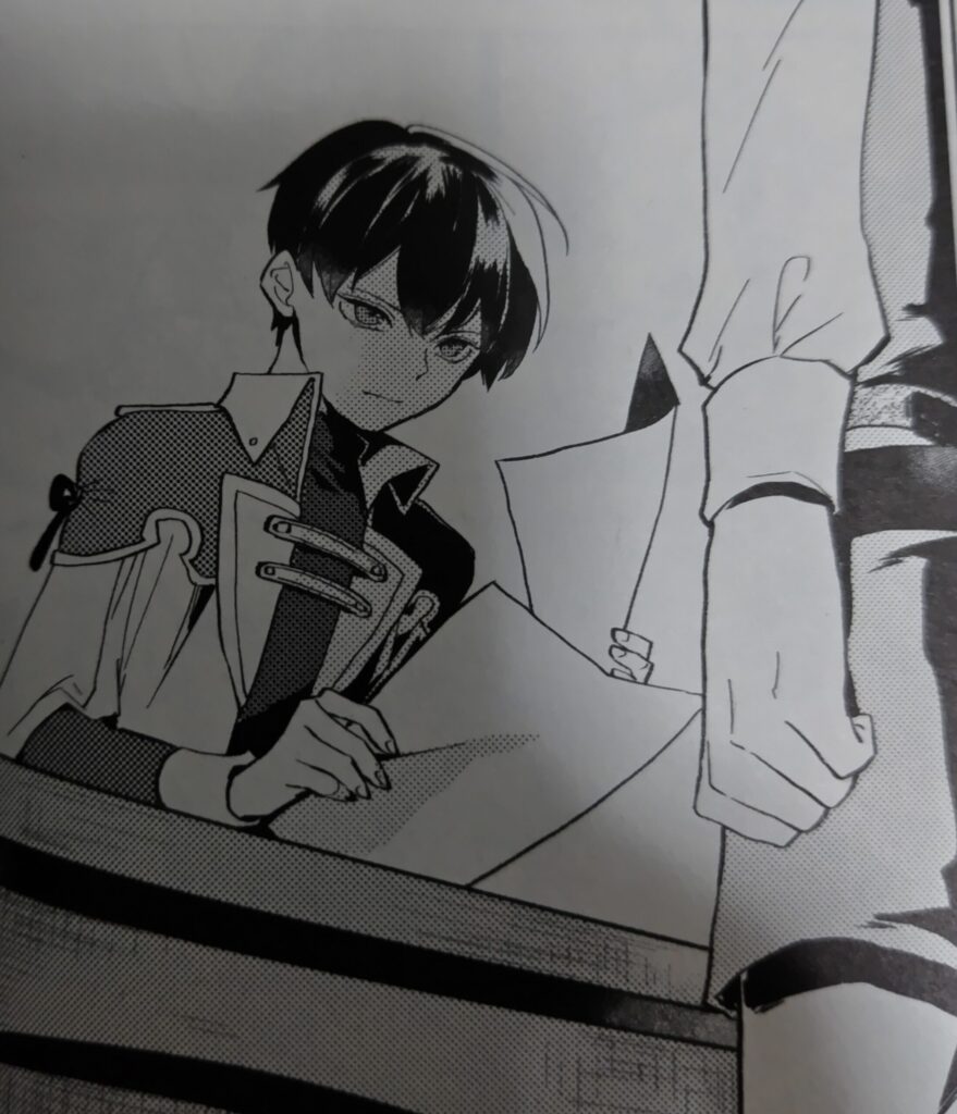 コミックス『穏やか貴族の休暇のすすめ。』1巻より。ギルドで受付を担当するスタッド。冒険者から恐れられており、「絶対零度」の異名を持つ。